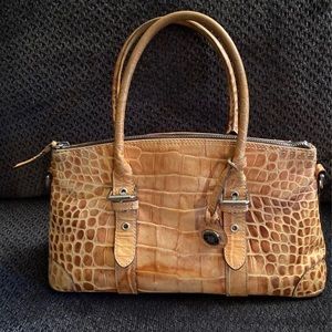 Tan Vintage Dooney & Bourke Croc Embossed Satchel Handbag